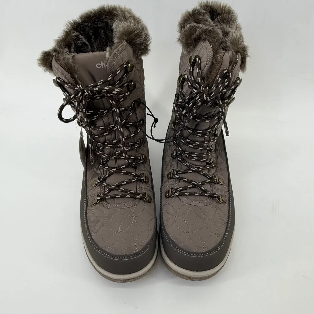 Chooka‎ Belltown Mid Faux Fur Insulated Waterproof Winter Boots Women 9 Taupe